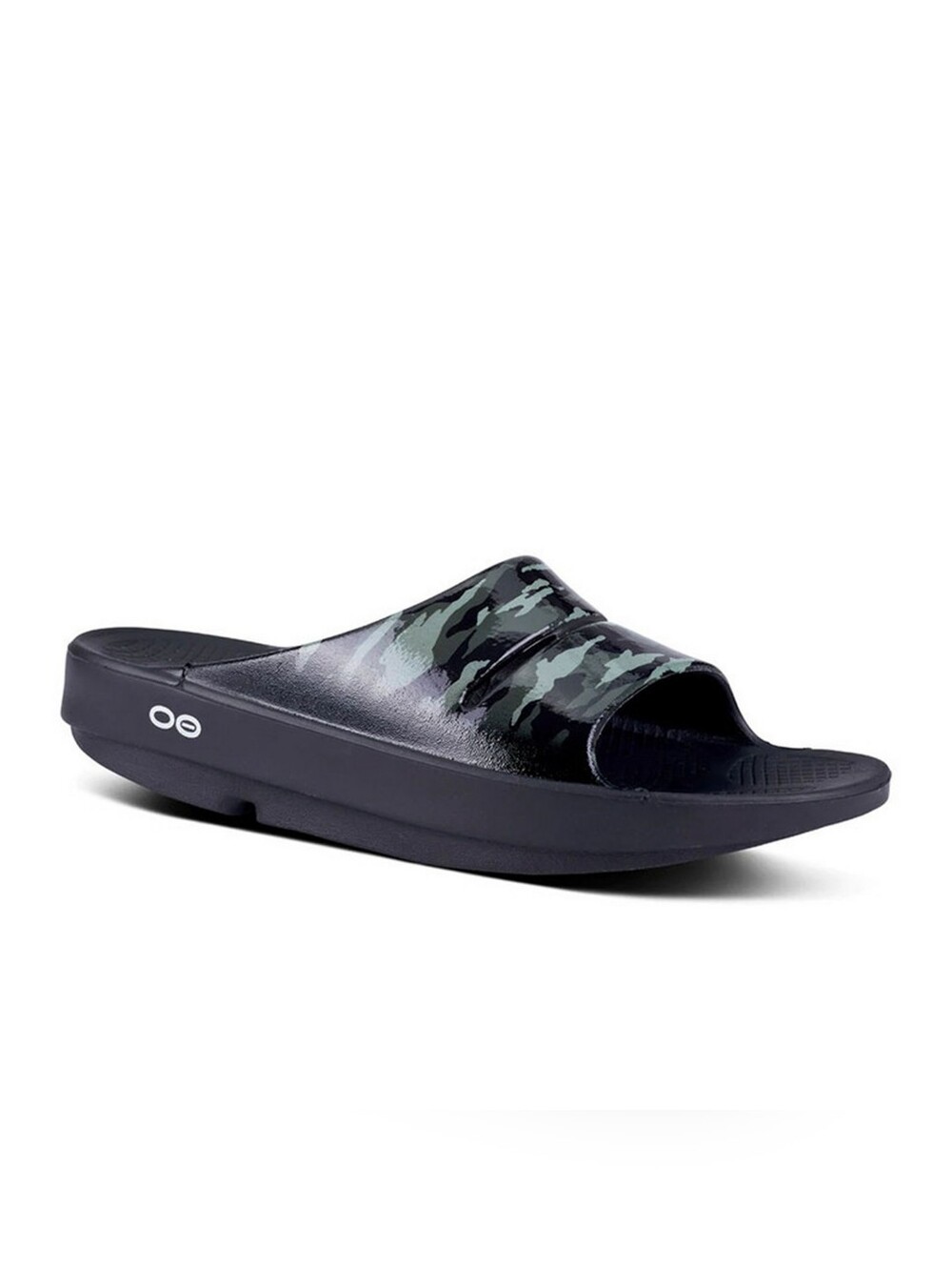 OOFOS OOahh Recovery Slide Limited Black Gray Camo Sandals Women’s 6 Men’s 4